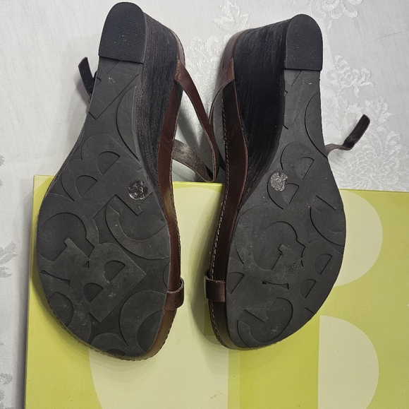 Gianni Bini Brown Leather Sandal Wedge Sz 8.5 M - Picture 3 of 5
